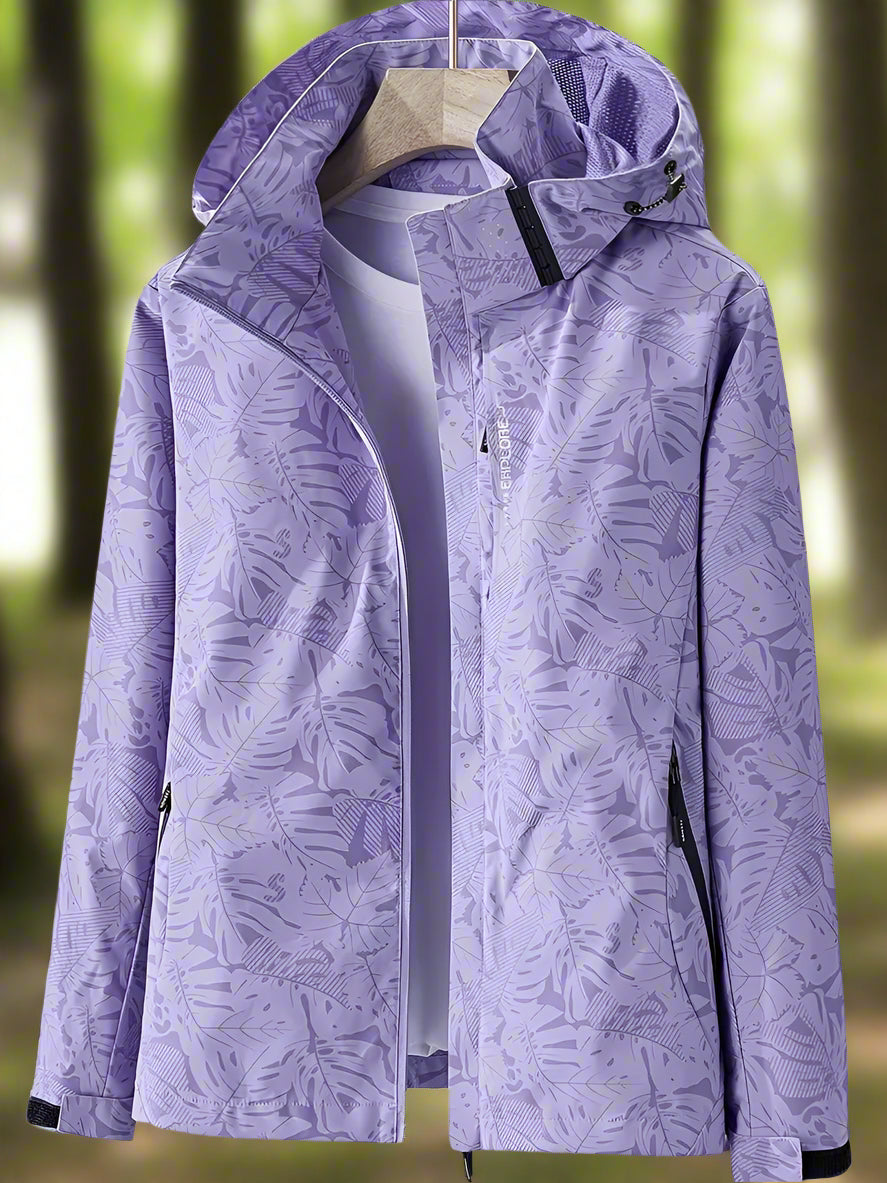 Women's Waterproof Rain Jacket with Hood and Zippered Pockets