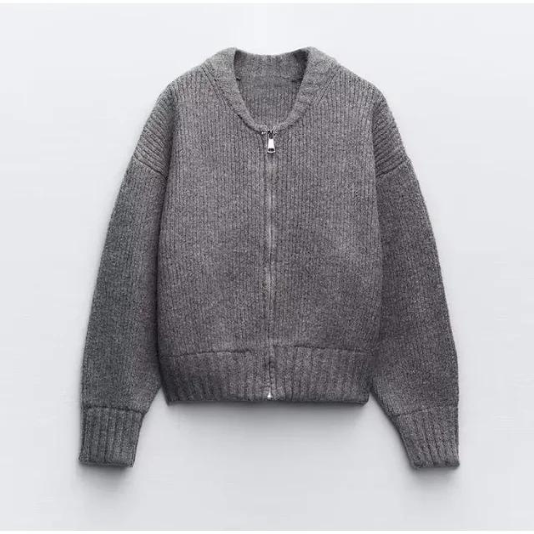 Orhaney | Women's Round Neck Zip-Up Cardigan