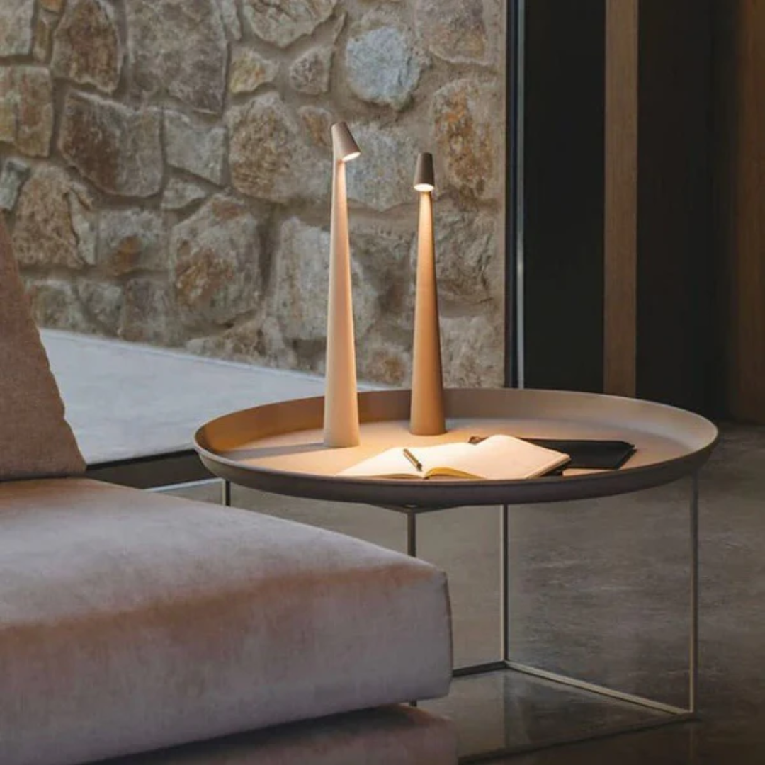 Nordico - Lampada da Tavolo LED Senza Fili in Stile Minimalista Scandinavo