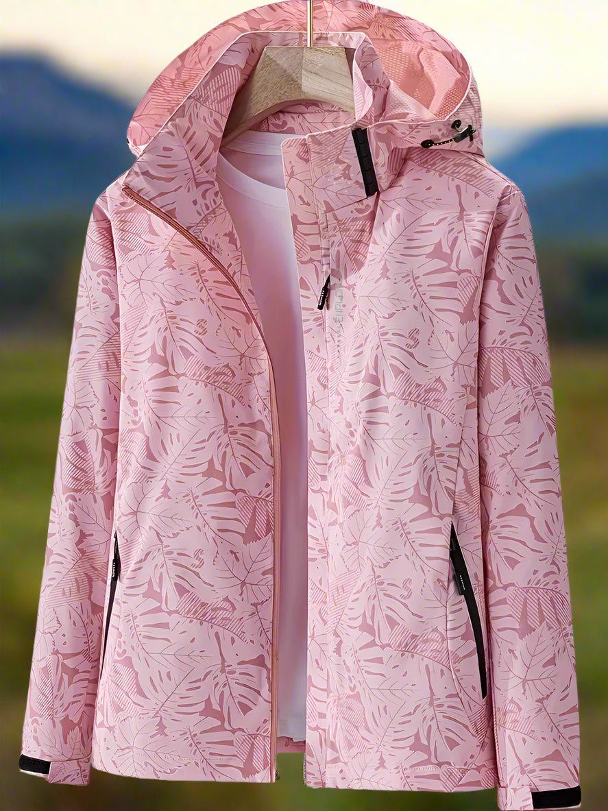 Women's Waterproof Rain Jacket with Hood and Zippered Pockets