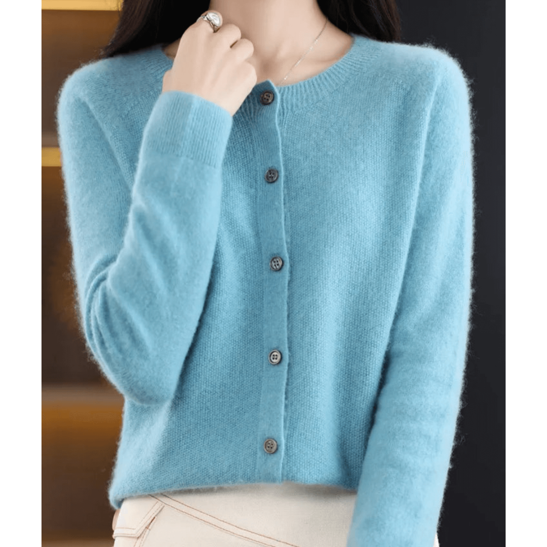 Cozy Button-Up Puffer Cardigan for Women with Long Sleeves