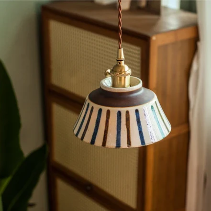 Phoebe - Lampada a sospensione giapponese in ceramica dallo stile retro