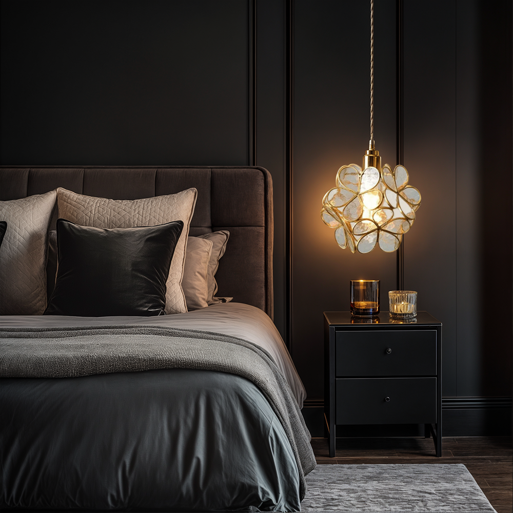 Nuvia - Lampada a sospensione LED in vetro floreale dal design moderno