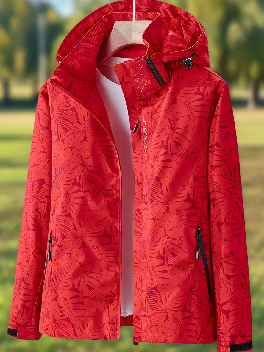 Women's Waterproof Rain Jacket with Hood and Zippered Pockets