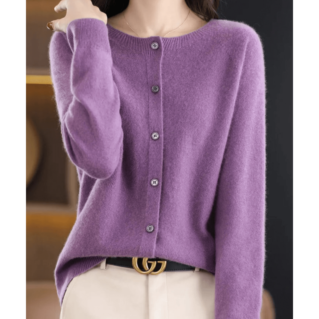 Cozy Button-Up Puffer Cardigan for Women with Long Sleeves