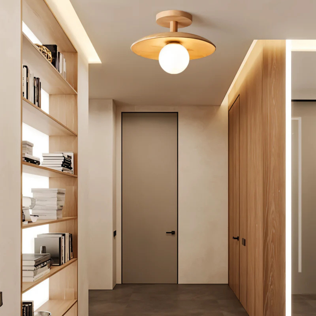 Orb - Lampada da Soffitto in Legno con Illuminazione a LED