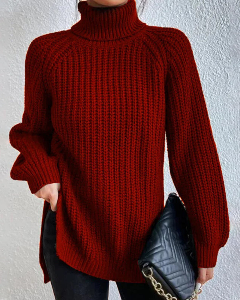 Women's Cozy Knit Turtleneck Sweater with a Relaxed Fit
