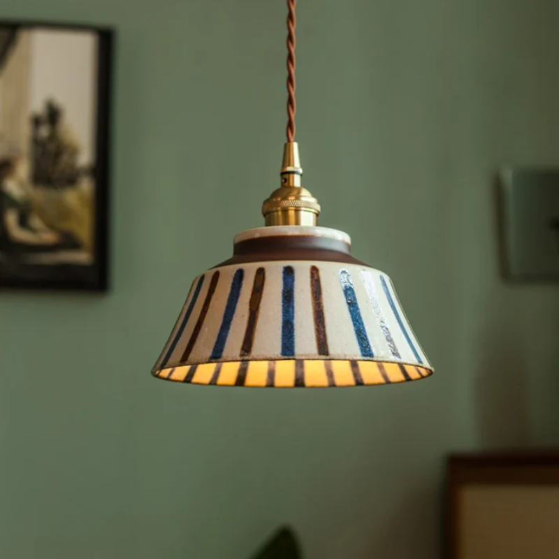 Phoebe - Lampada a sospensione giapponese in ceramica dallo stile retro