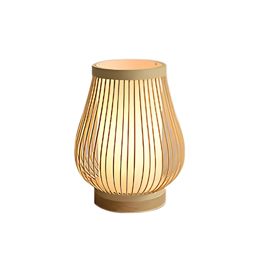 Theia - Lampada da Tavolo LED in Legno di Bambù in Stile Giapponese