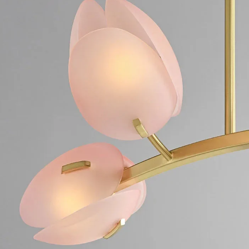 Calypso - Lampada da soffitto in vetro con tulipani rosa in stile scandinavo