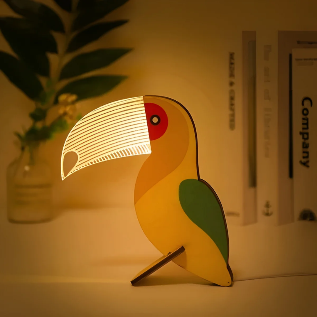 Telyx - Lampada da Tavolo in Legno con Illuminazione LED