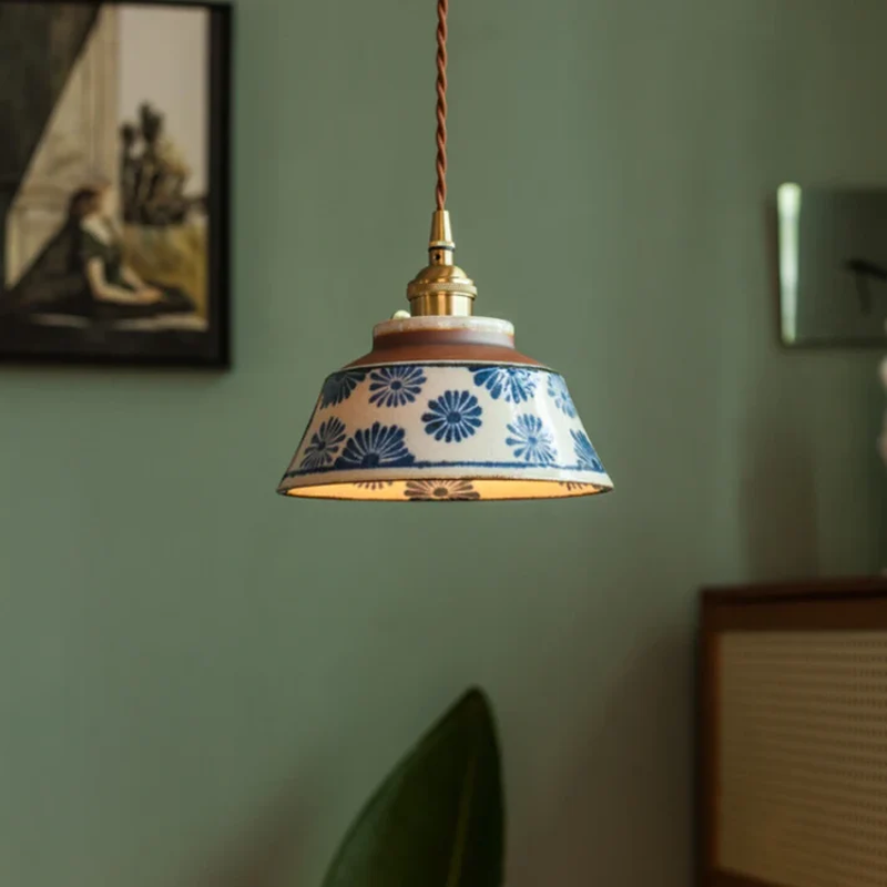 Phoebe - Lampada a sospensione giapponese in ceramica dallo stile retro