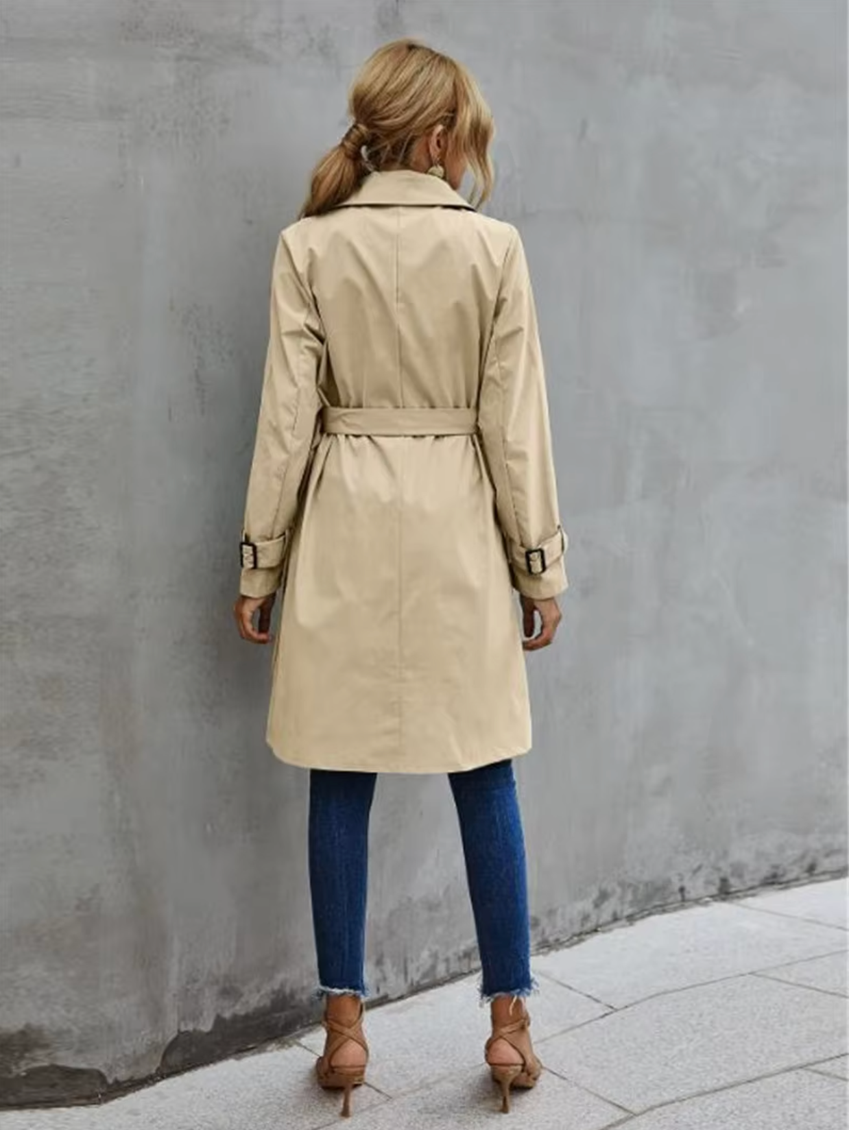 Women's Classic Double-Breasted Front Trench Coat