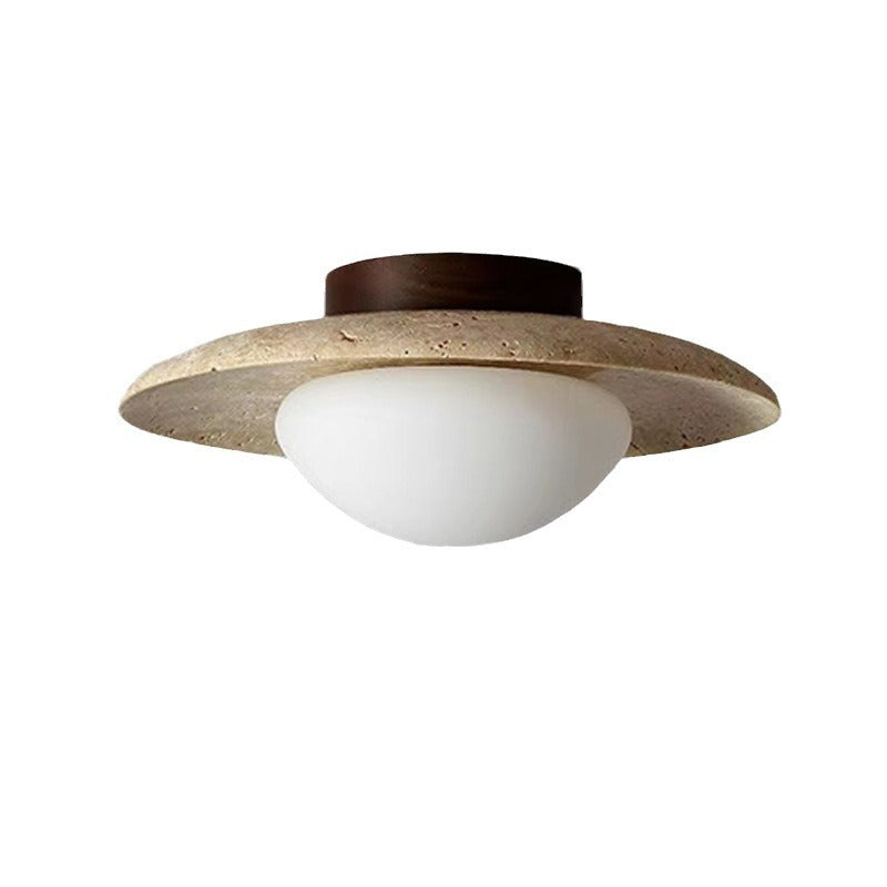 Lyonea - Lampada a soffitto LED in travertino dal design minimalista