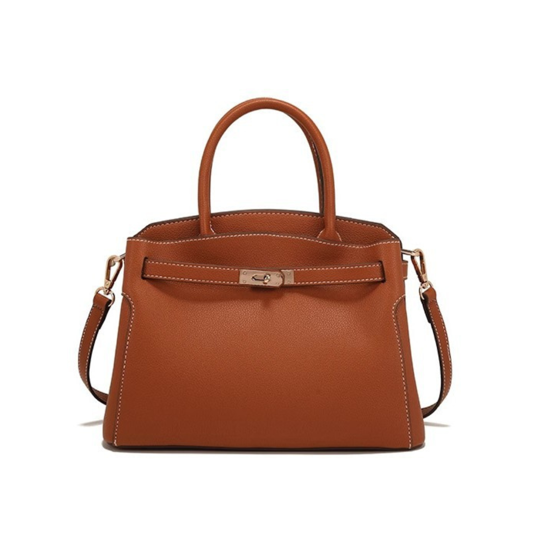 Women's Structured Crossbody Handbag with Top Handle and Clasp
