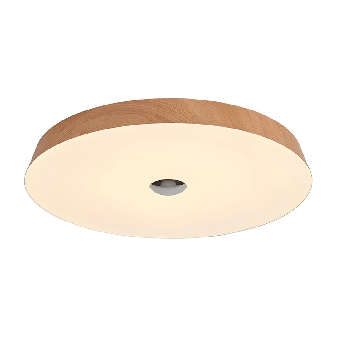 Evon - Lampada LED da soffitto rotonda con elegante finitura in legno naturale