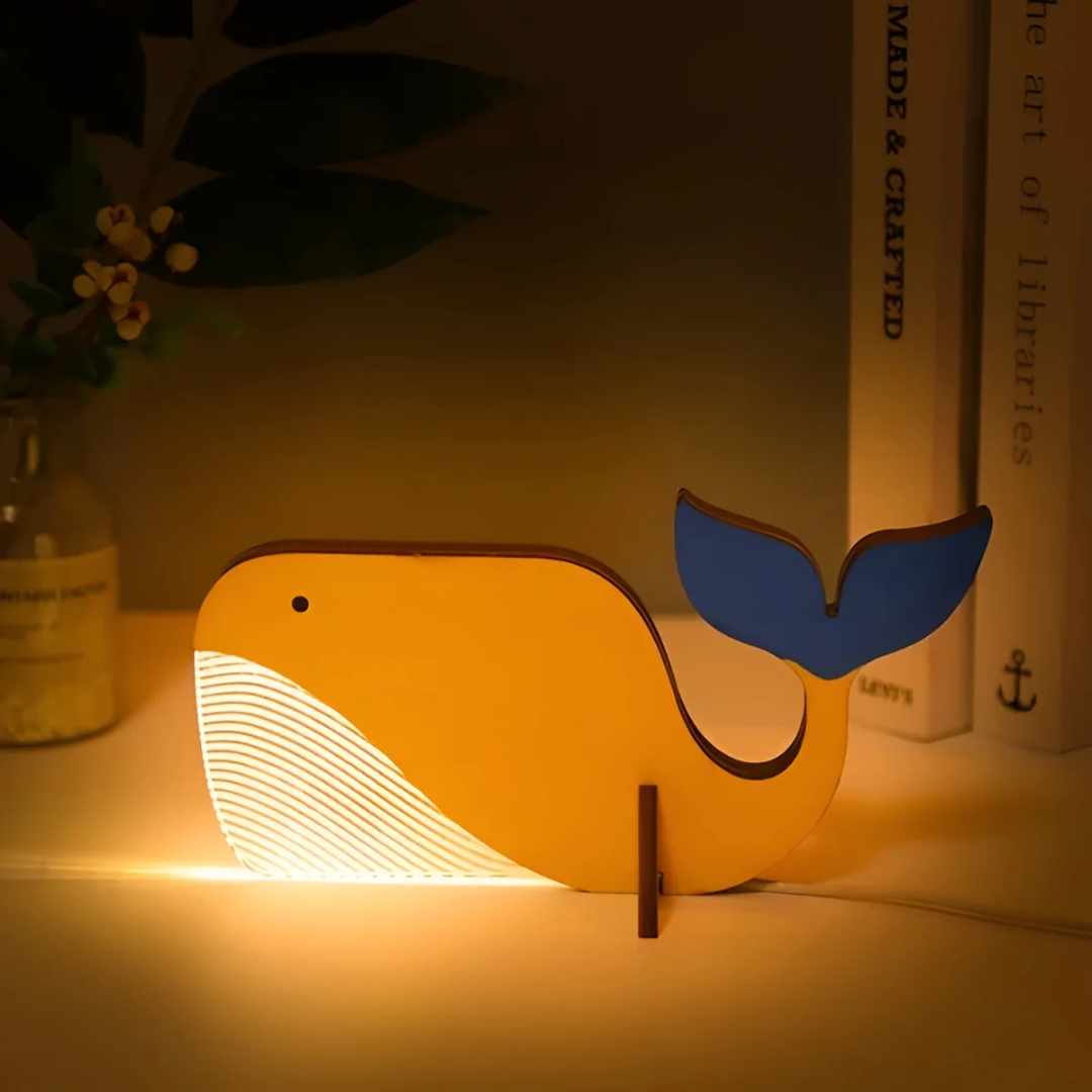 Telyx - Lampada da Tavolo in Legno con Illuminazione LED