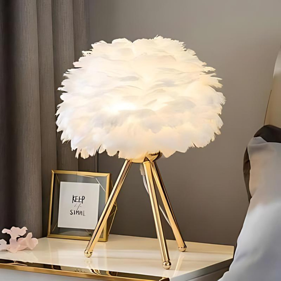 Vynex - Lampada da Tavolo Elegante con Piume Soffici