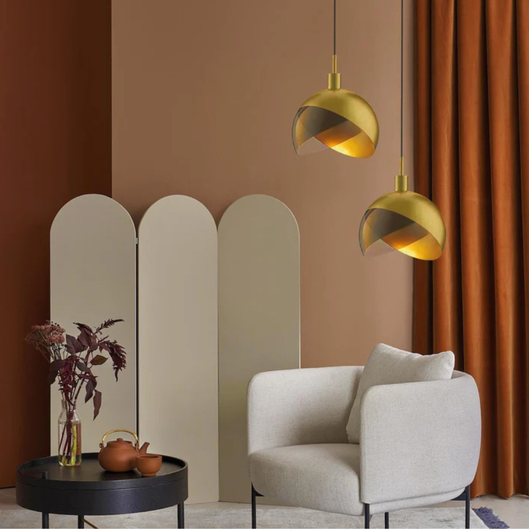 Wynd - Lampadario Dorato in Vetro dal Design Moderno