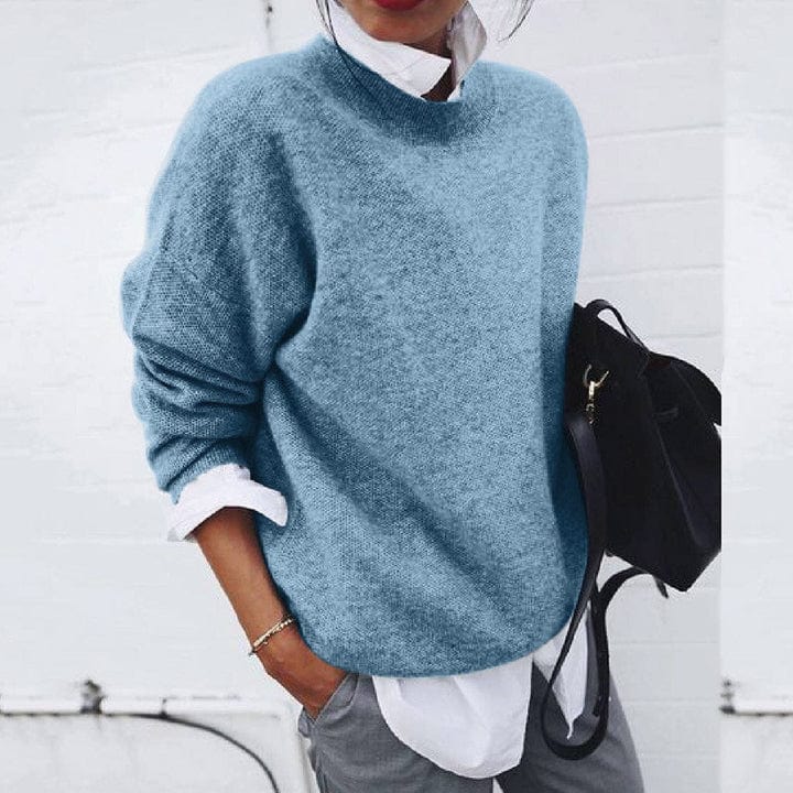 Women's Soft Fabric Round Neck Knit Jumper in Relaxed Fit