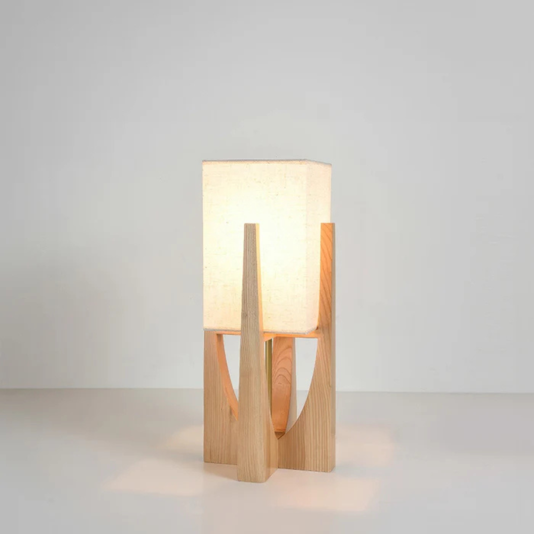 Luxora - Lampada da Terra Giapponese | Lampada da Tavolo in Legno