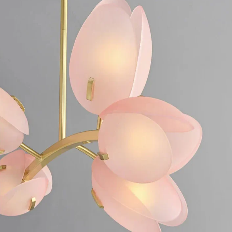 Calypso - Lampada da soffitto in vetro con tulipani rosa in stile scandinavo
