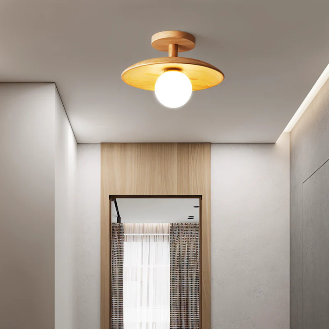 Orb - Lampada da Soffitto in Legno con Illuminazione a LED