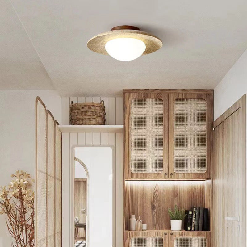 Lyonea - Lampada a soffitto LED in travertino dal design minimalista