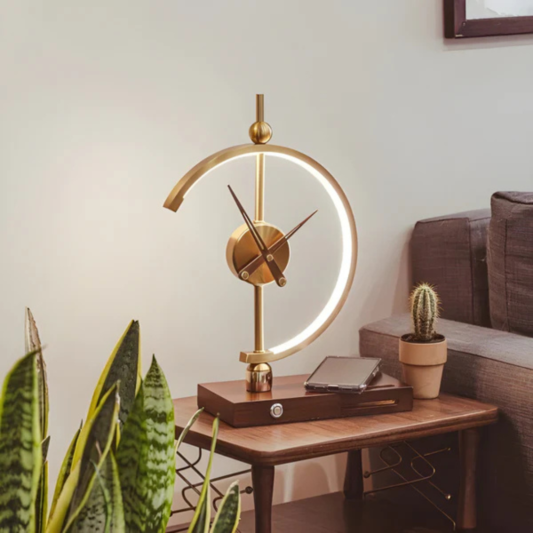 Esper - Lampada da Tavolo LED Elegante con Orologio Integrato