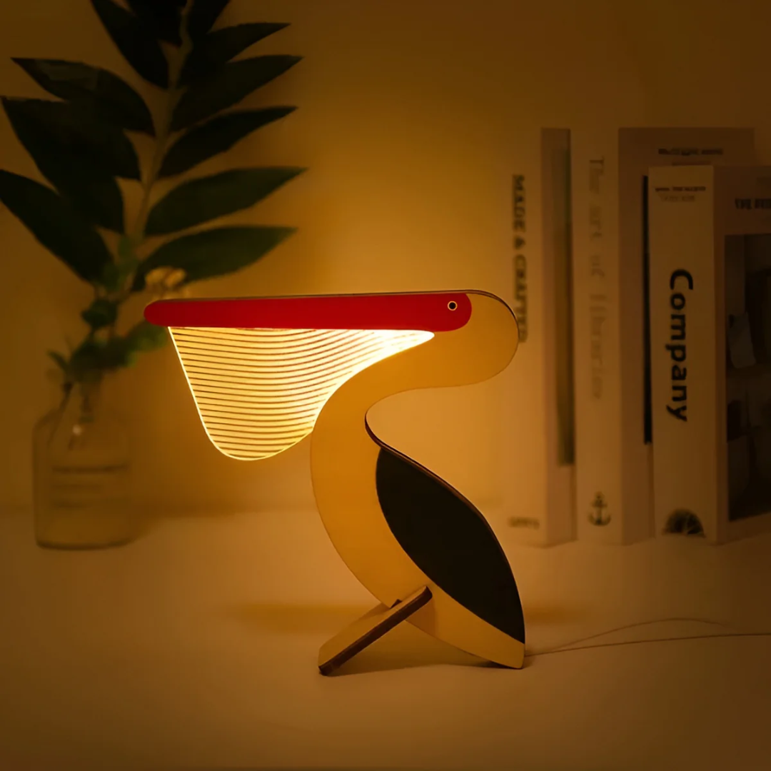 Telyx - Lampada da Tavolo in Legno con Illuminazione LED