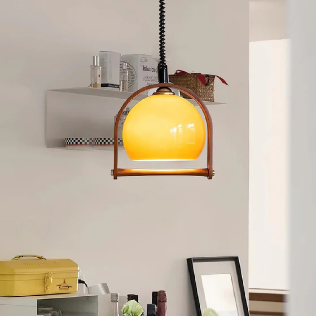 Lykos - Lampada a Sospensione Vintage in Vetro Stile Bauhaus