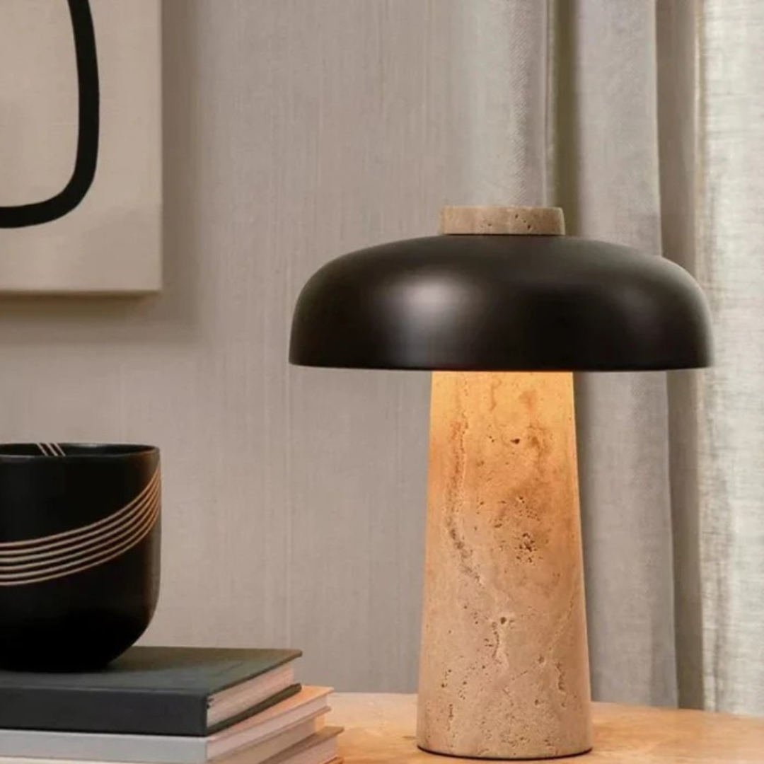 Artemis - Lampada da Tavolo LED in Travertino Elegante