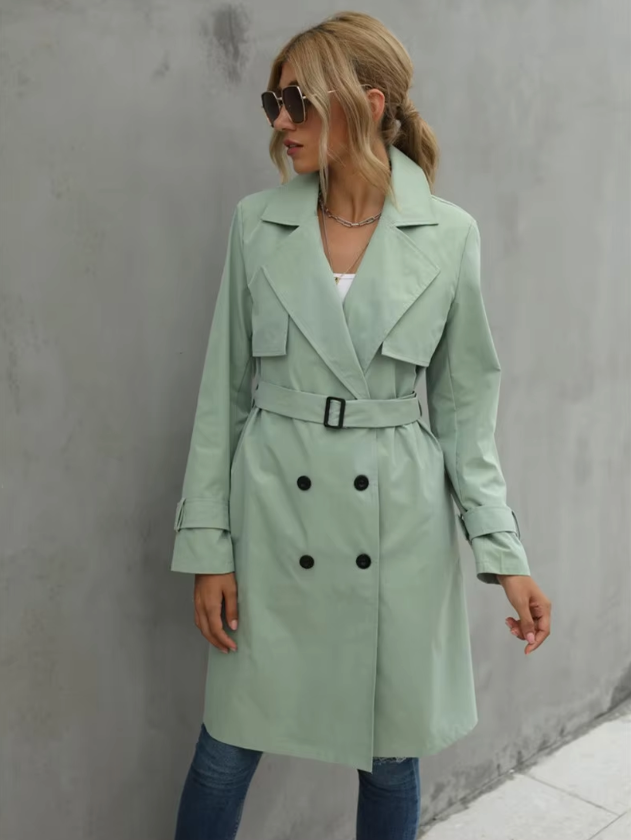 Women's Classic Double-Breasted Front Trench Coat