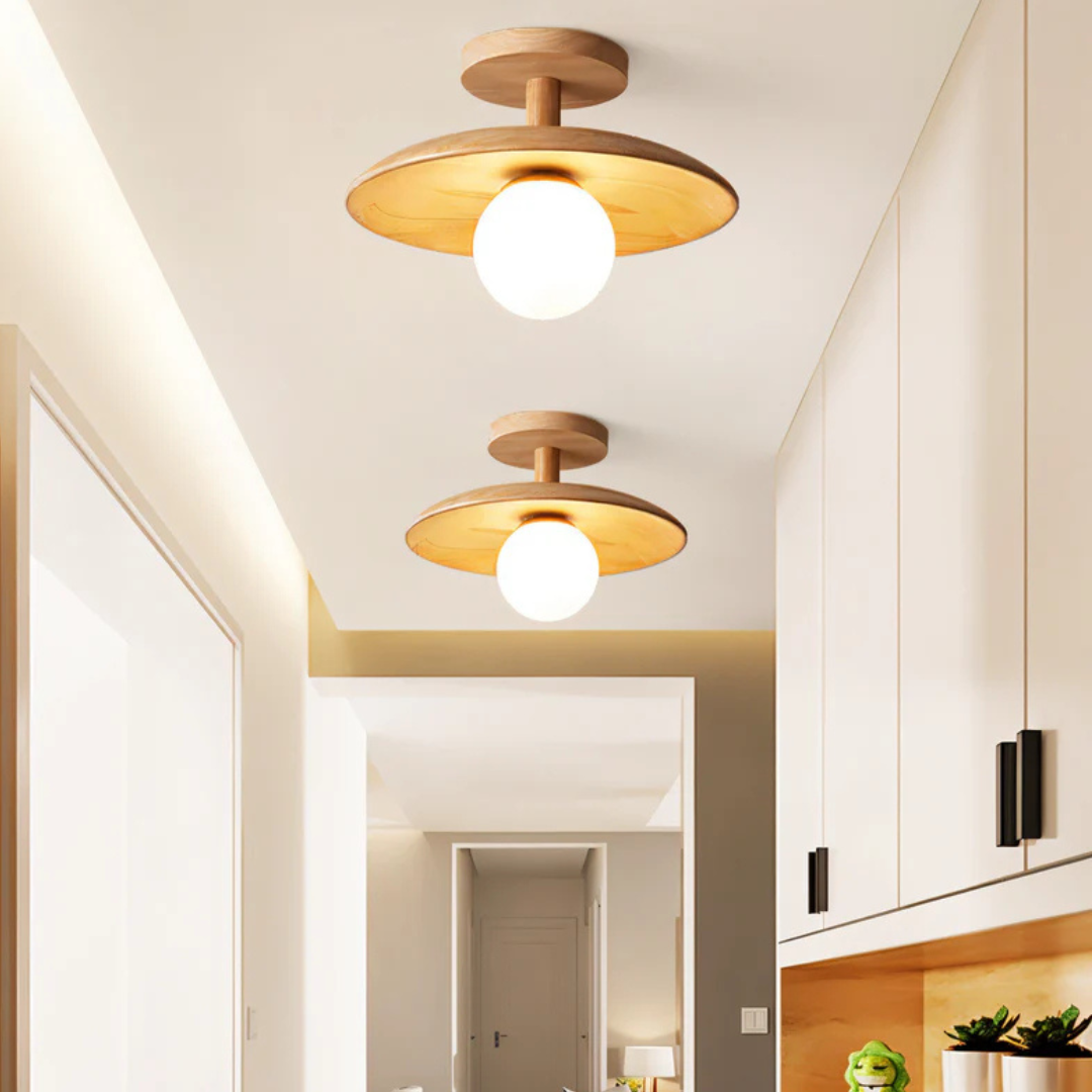 Orb - Lampada da Soffitto in Legno con Illuminazione a LED