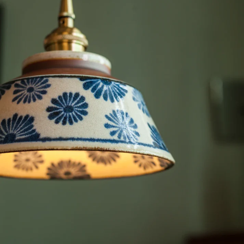Phoebe - Lampada a sospensione giapponese in ceramica dallo stile retro