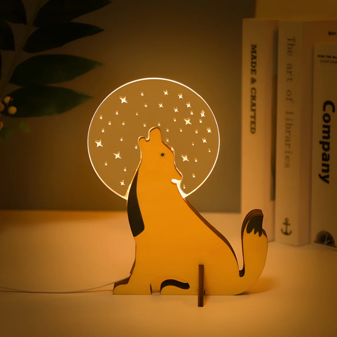 Telyx - Lampada da Tavolo in Legno con Illuminazione LED