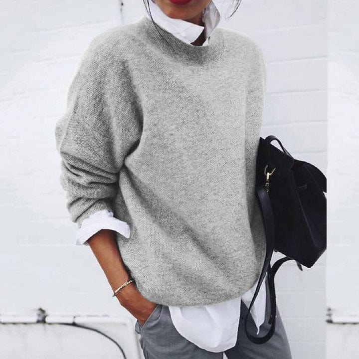 Women's Soft Fabric Round Neck Knit Jumper in Relaxed Fit
