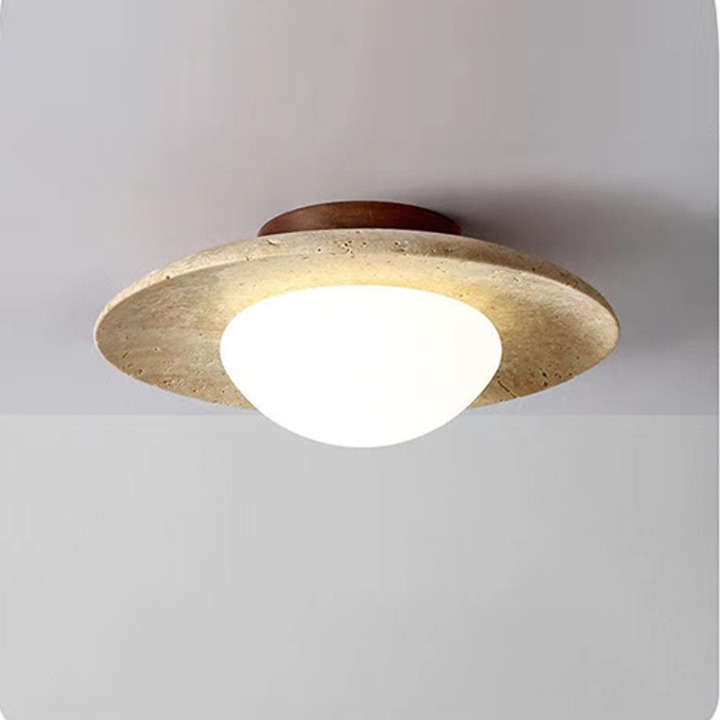 Lyonea - Lampada a soffitto LED in travertino dal design minimalista