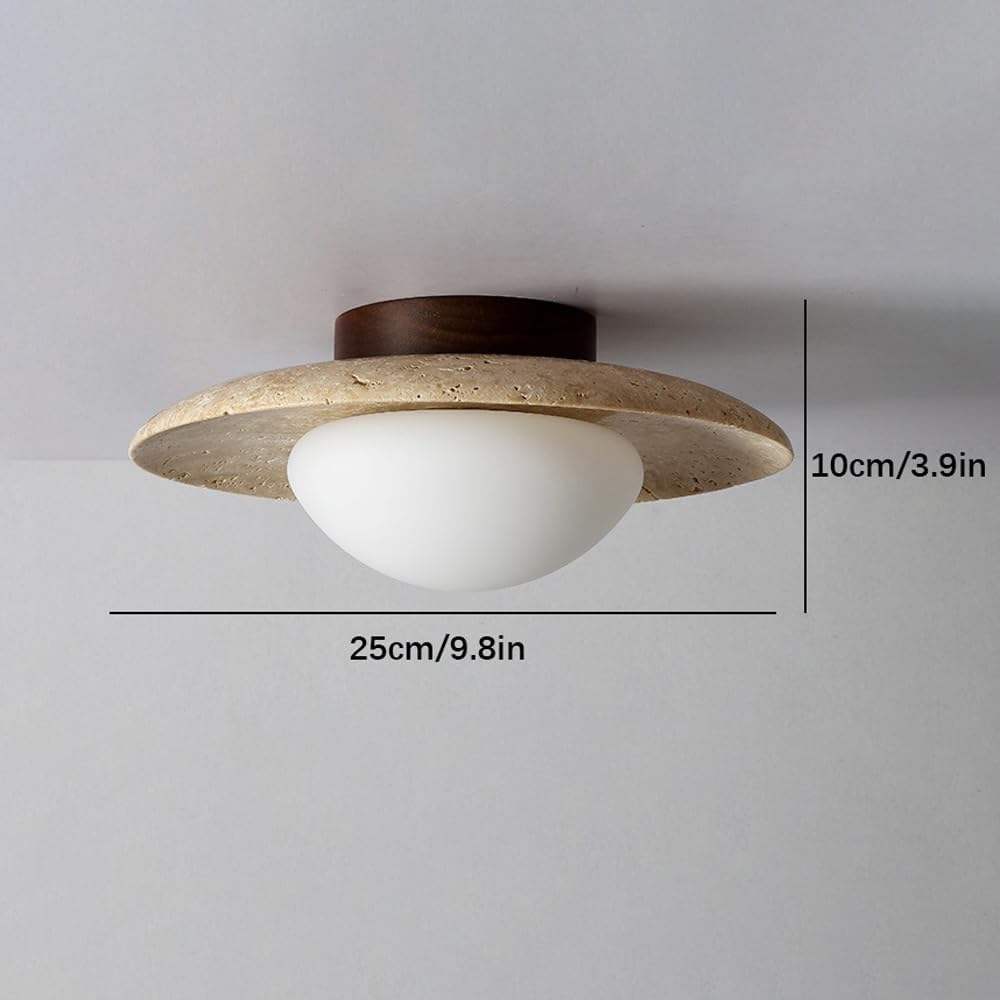 Lyonea - Lampada a soffitto LED in travertino dal design minimalista