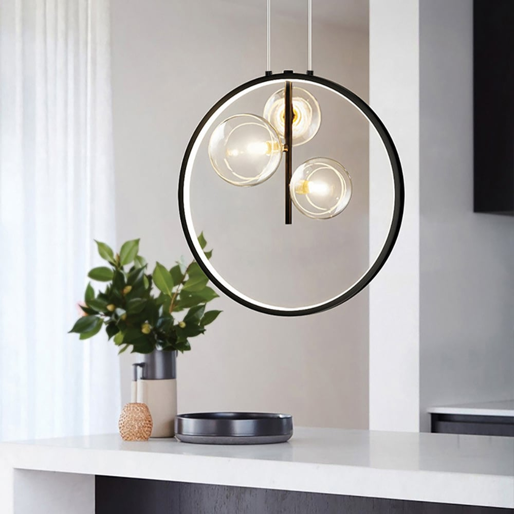 Elaris - Lampada a Sospensione Minimalista in Vetro Nero