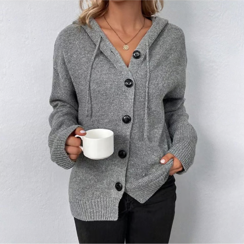 Cozy Button-Up Knit Cardigan for Women in Relaxed Fit
