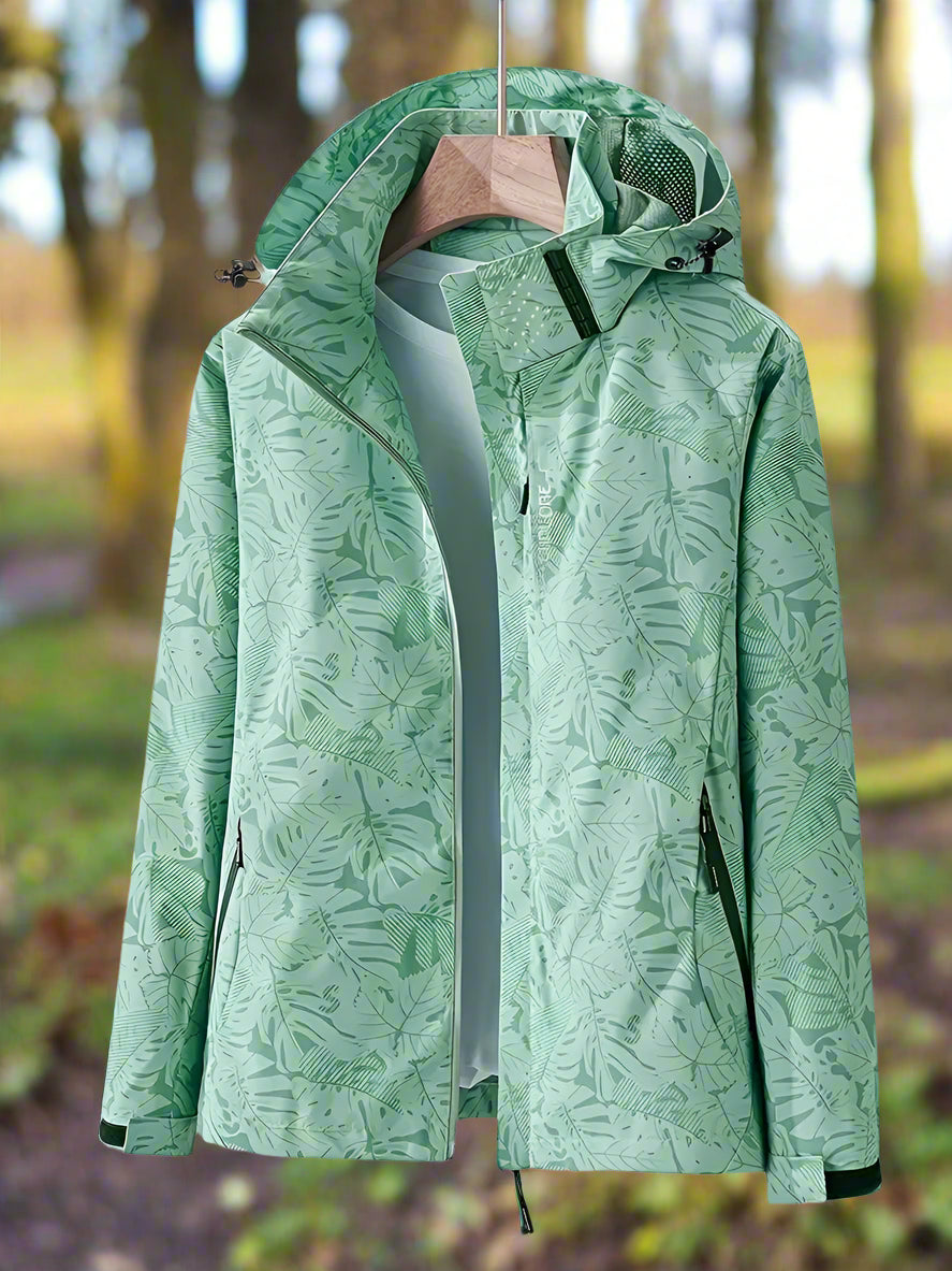 Women's Waterproof Rain Jacket with Hood and Zippered Pockets