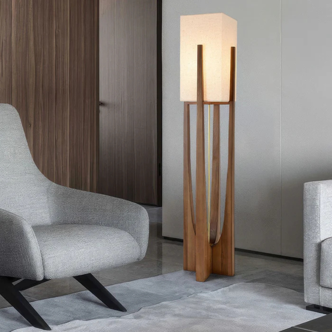Luxora - Lampada da Terra Giapponese | Lampada da Tavolo in Legno