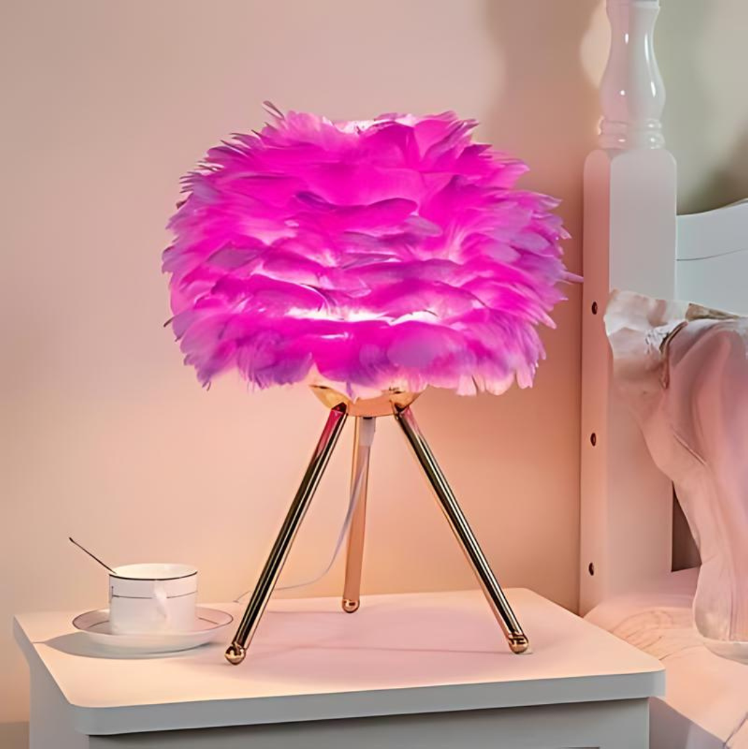 Vynex - Lampada da Tavolo Elegante con Piume Soffici