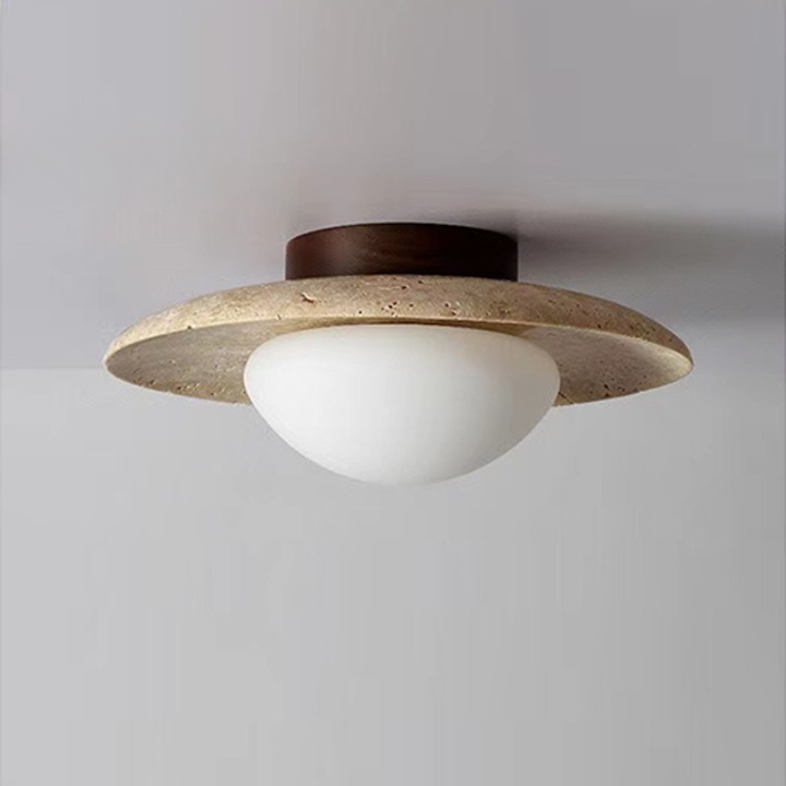 Lyonea - Lampada a soffitto LED in travertino dal design minimalista