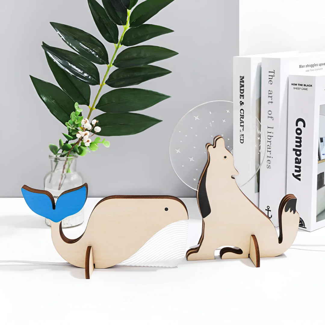 Telyx - Lampada da Tavolo in Legno con Illuminazione LED