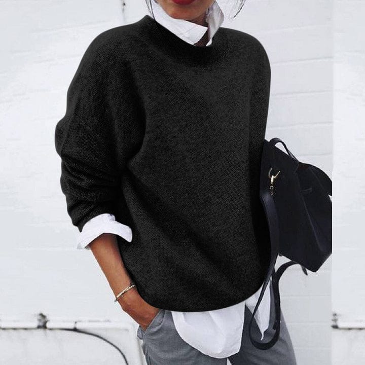 Women's Soft Fabric Round Neck Knit Jumper in Relaxed Fit