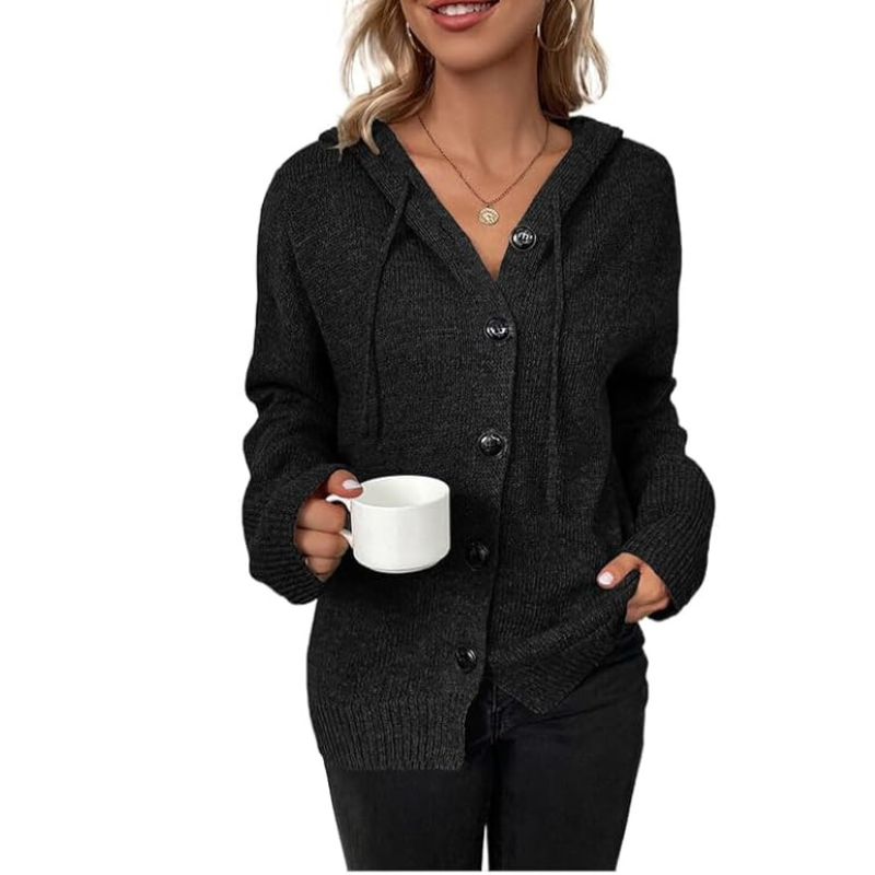 Cozy Button-Up Knit Cardigan for Women in Relaxed Fit