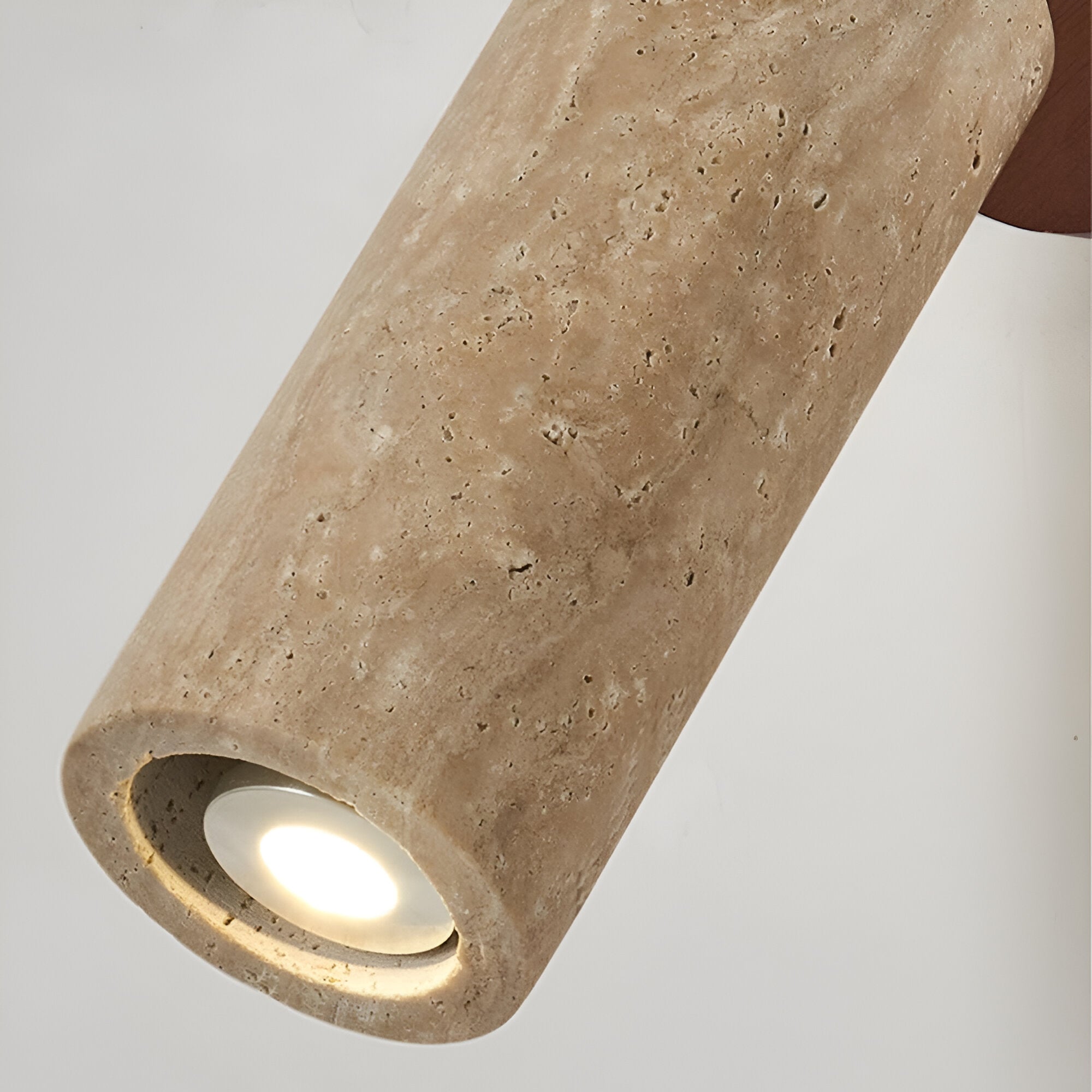 Serapha - Lampada LED da Parete e Soffitto in Travertino e Legno, Regolabile