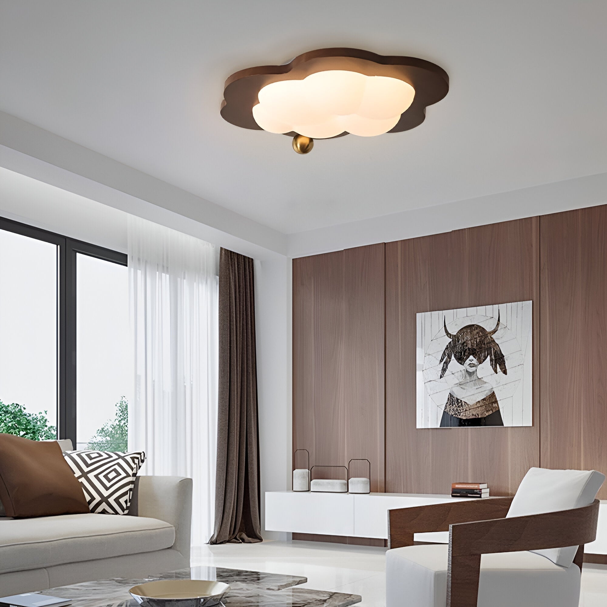 Celestra - Lampada a soffitto LED in legno dallo stile vintage